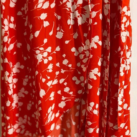 J Crew Mini Floral Wrap Dress Red Size 6 - Picture 6 of 9